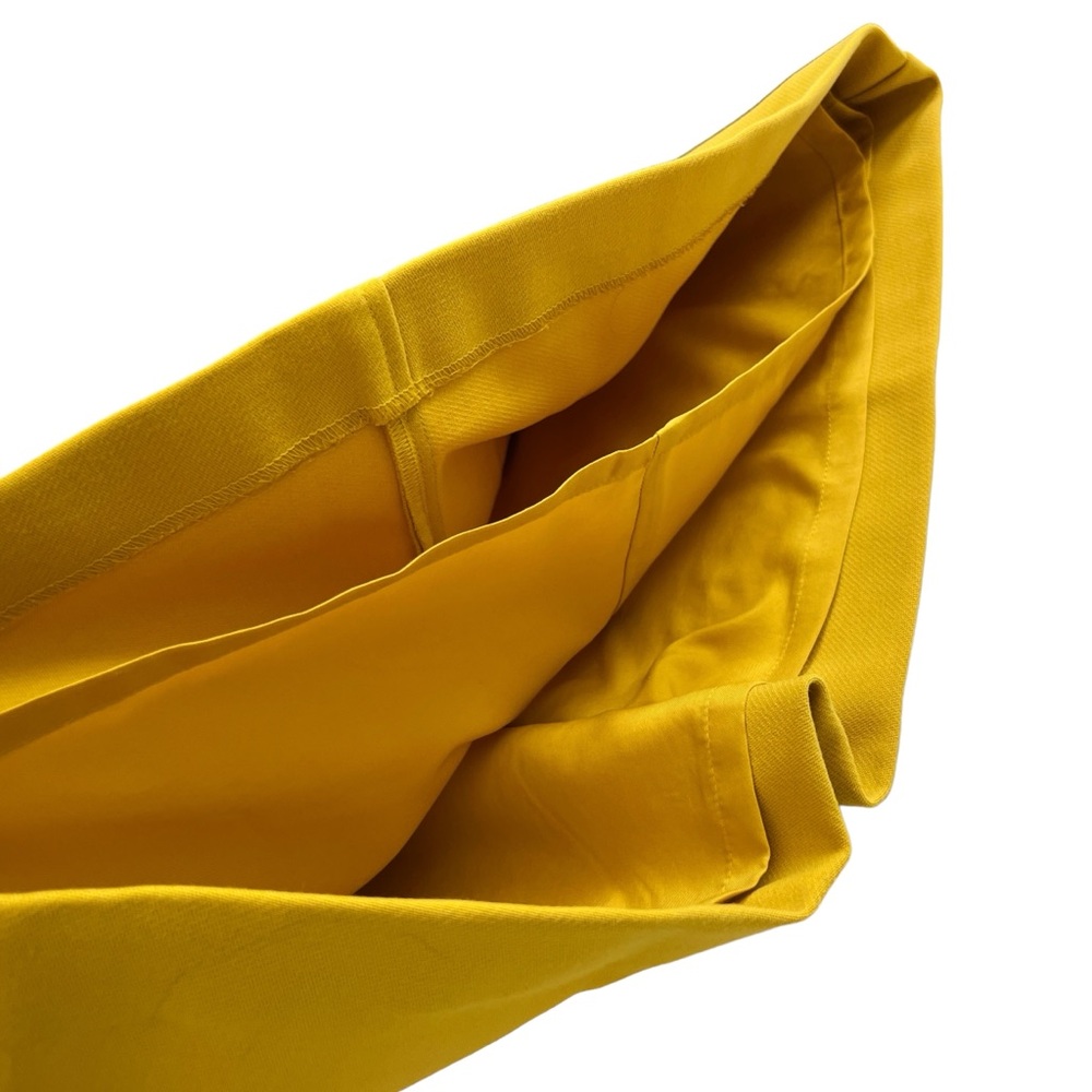 LOFT Textures Belted Lined Skirt Mustard Yellow Pockets Sz 2 - Picture 12 of 16